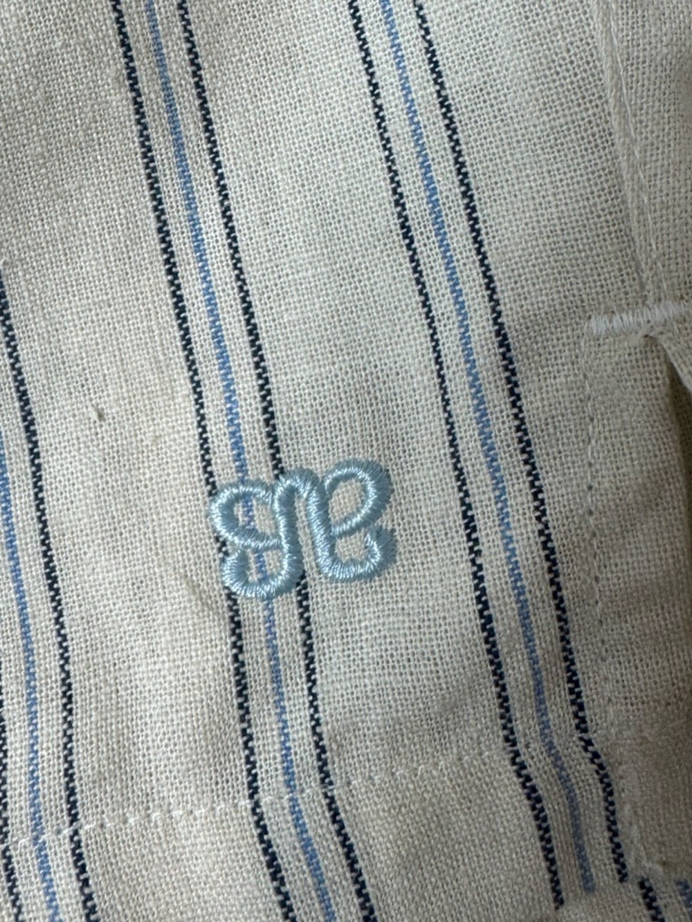 Albion Fit Cabana Shorts Linen Cotton Large L Blue Stripe High Waist Coastal - Picture 6 of 9